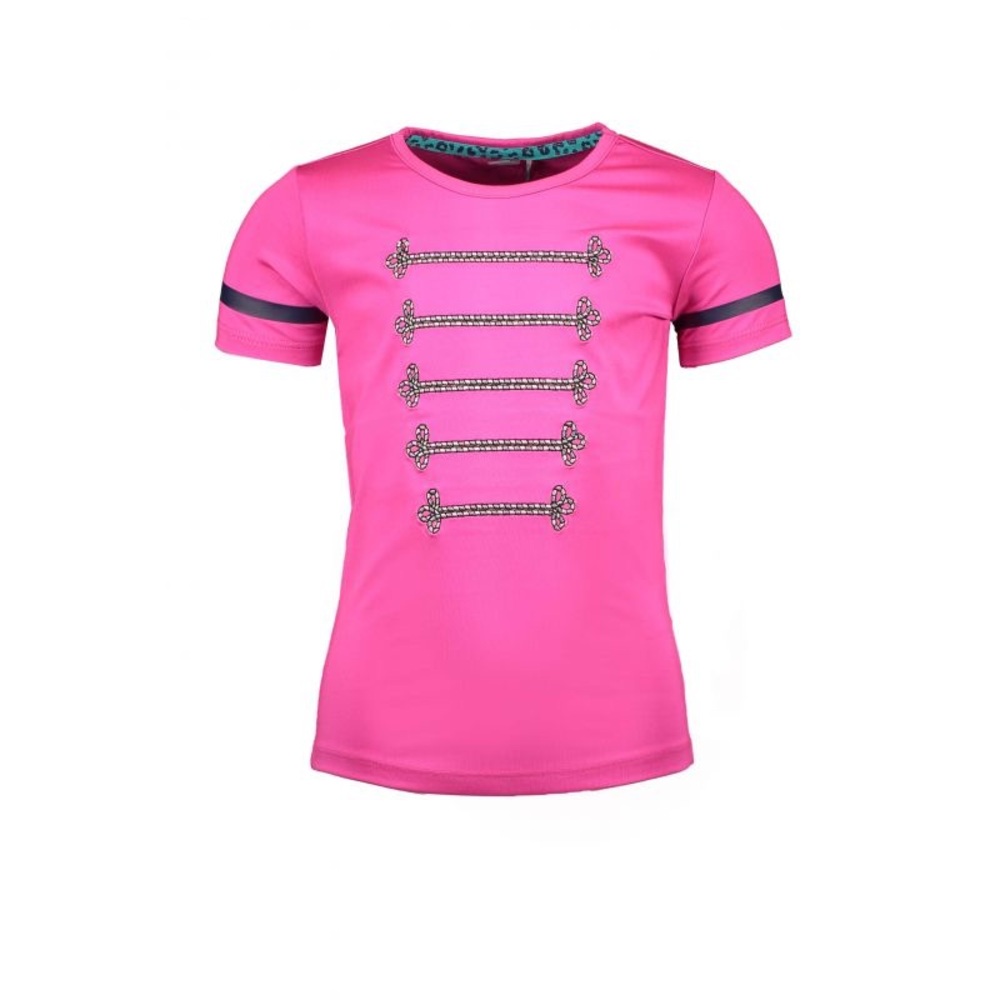 Pink and Black Short Sleeve Tee with Sporty Accents